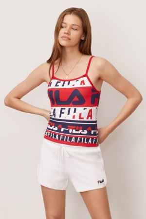 FILA Paris Cami Tank Vests Red / White,Womens Clothing | CA.PWGIEJ609